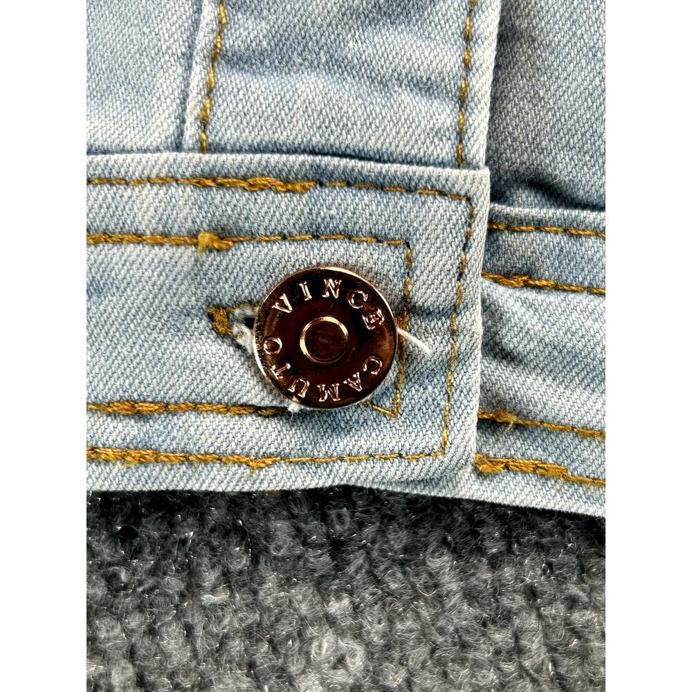 Vince Camuto Girls Size 6 Light Wash Denim Jacket Sequin Heart Back Button Front - Picture 5 of 8